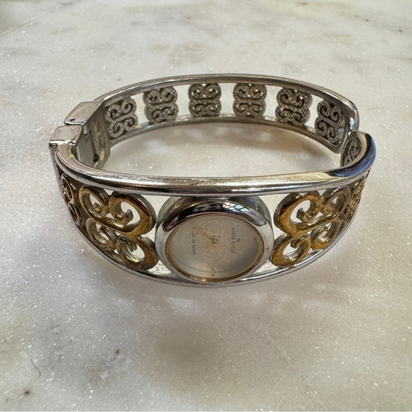 Anne Klein Silver and Gold Scroll Cuff Watch - Picture 3 of 6